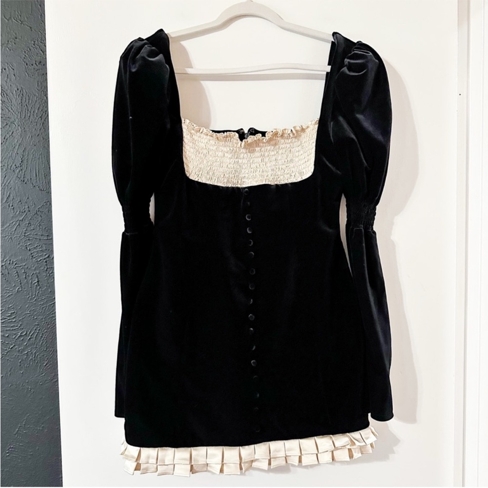 House of CB Azaria Minidress Long Sleeve Colorblock Velvet - Picture 4 of 6